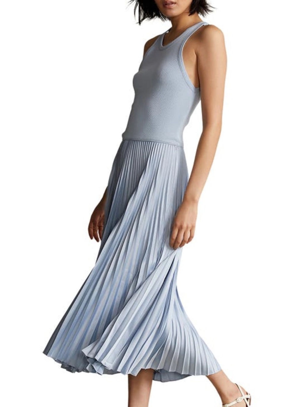 Polo Ralph Lauren Sky Blue Pleated Midi Tank Dress